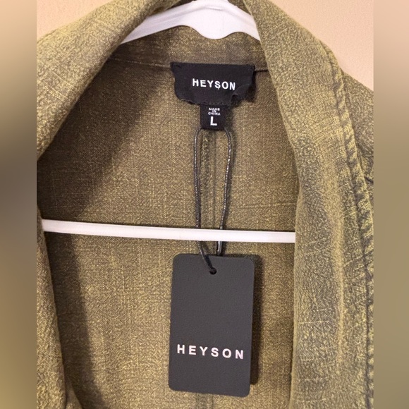 NWT Heyson olive green women’s button trench coat jacket size L - Picture 2 of 12